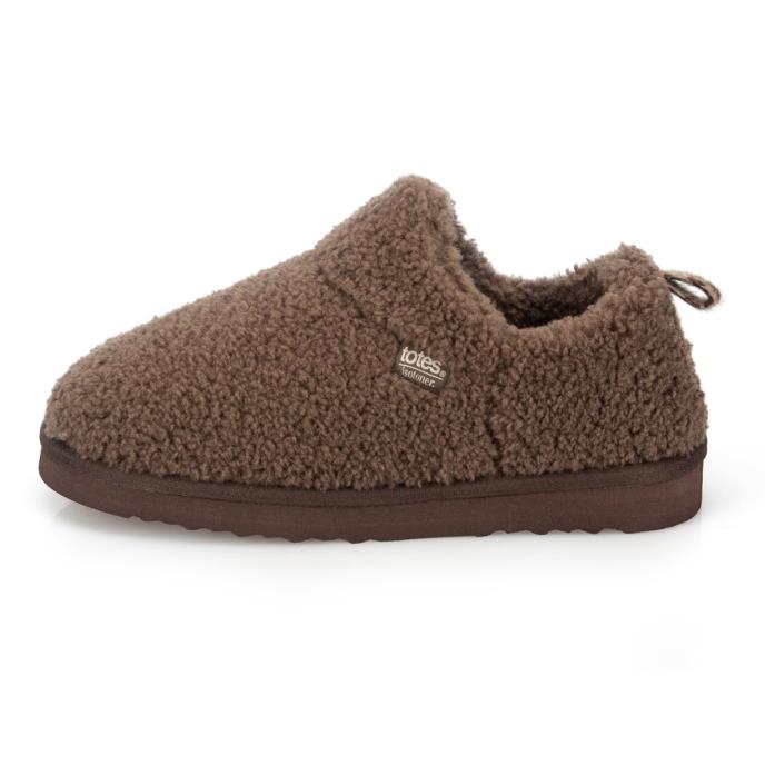 Isotoner® Ladies Borg Bootie With Back Tape Detail Brown Extra Image 3